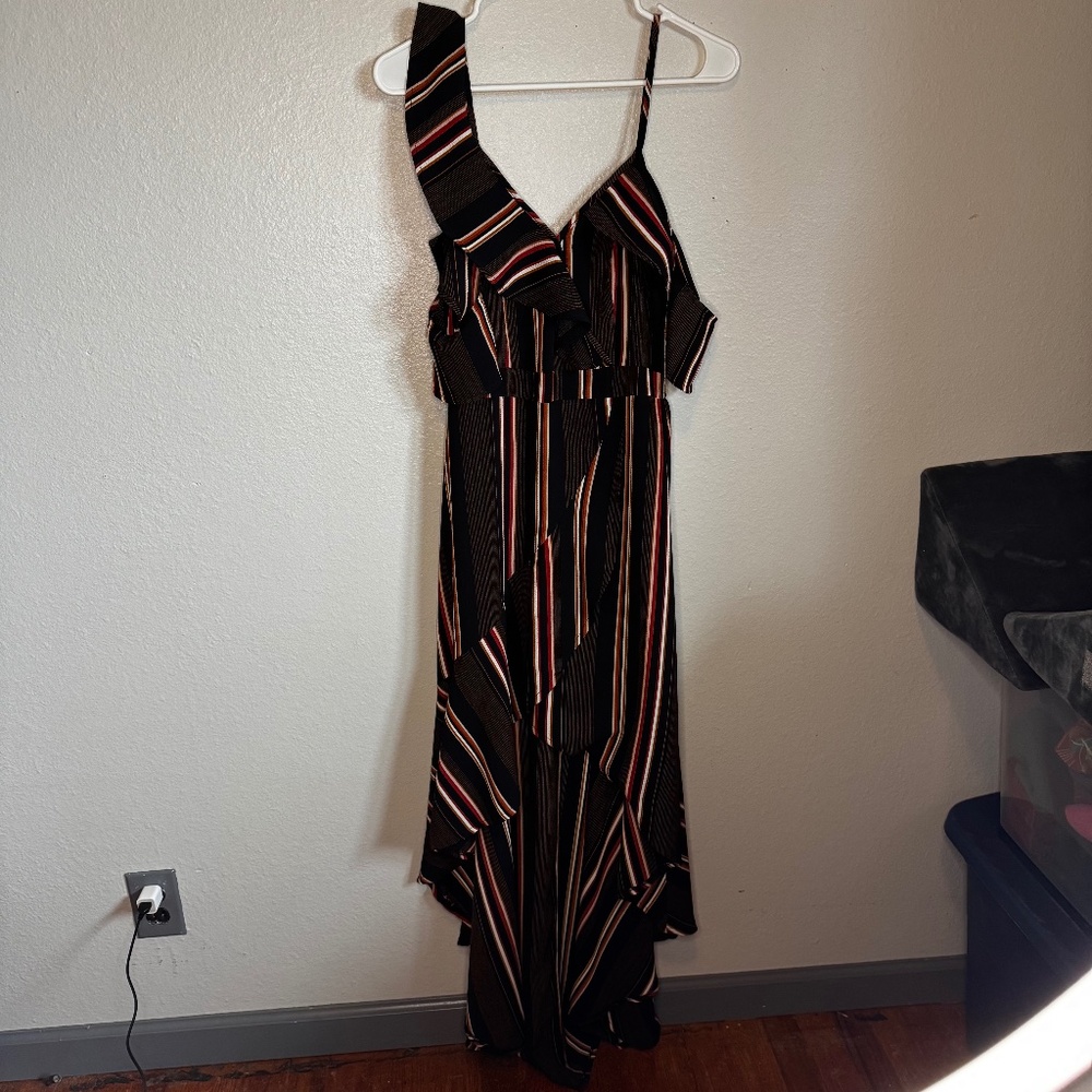 Mind Code Black, Burnt Orange and White Stripped Dress Size M